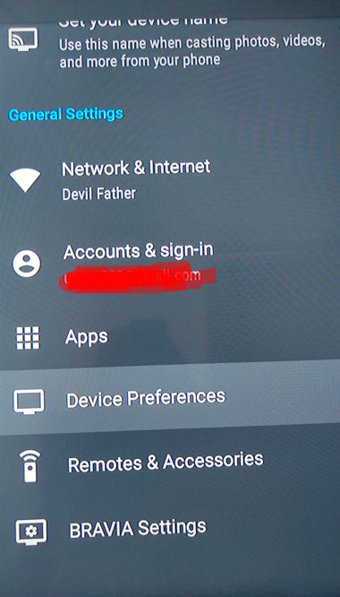 Android TV Device Preference